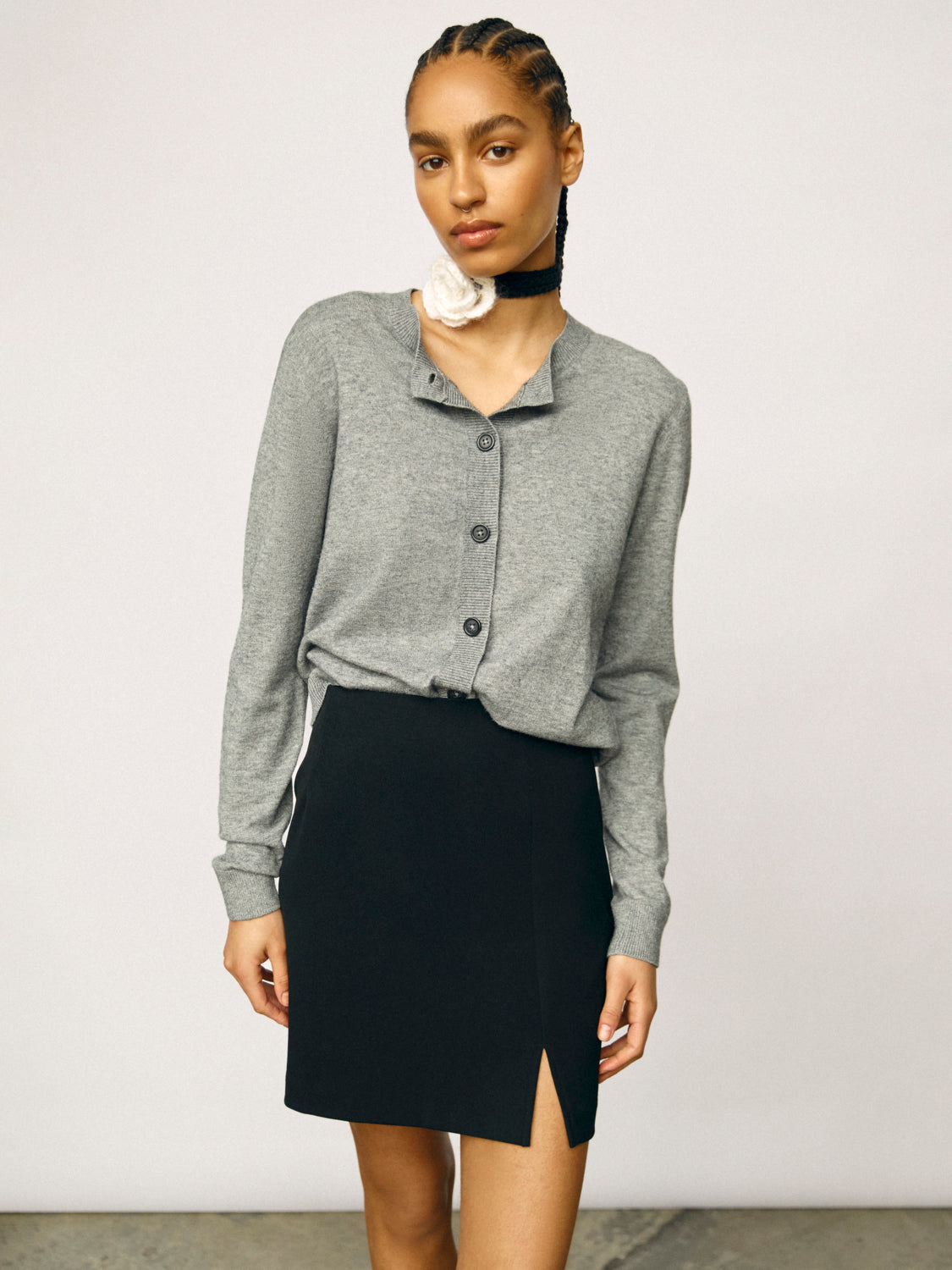 OBJTHESS Cardigan - Medium Grey Melange